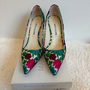 Manolo Blahnik floral embroidered stilettos